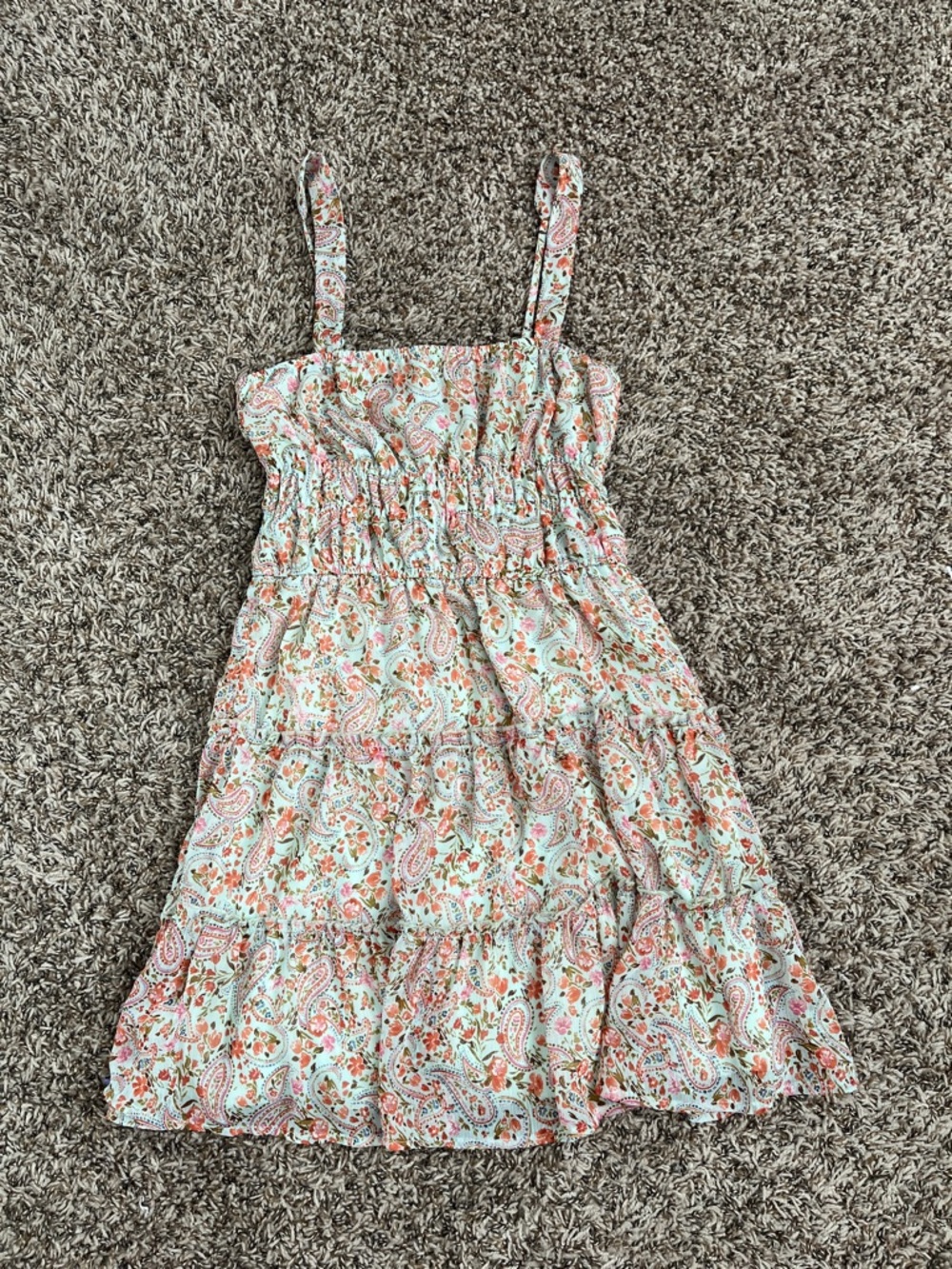 Trixxi Coral & Mint Paisley Floral Spaghetti Strap Dress